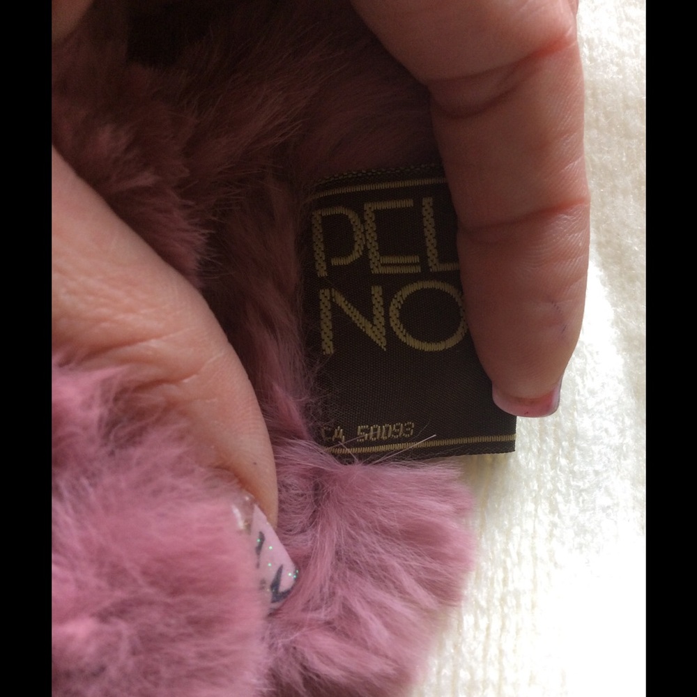 Pink Powder Rabbit Fur Scarf - Picture 3 of 4
